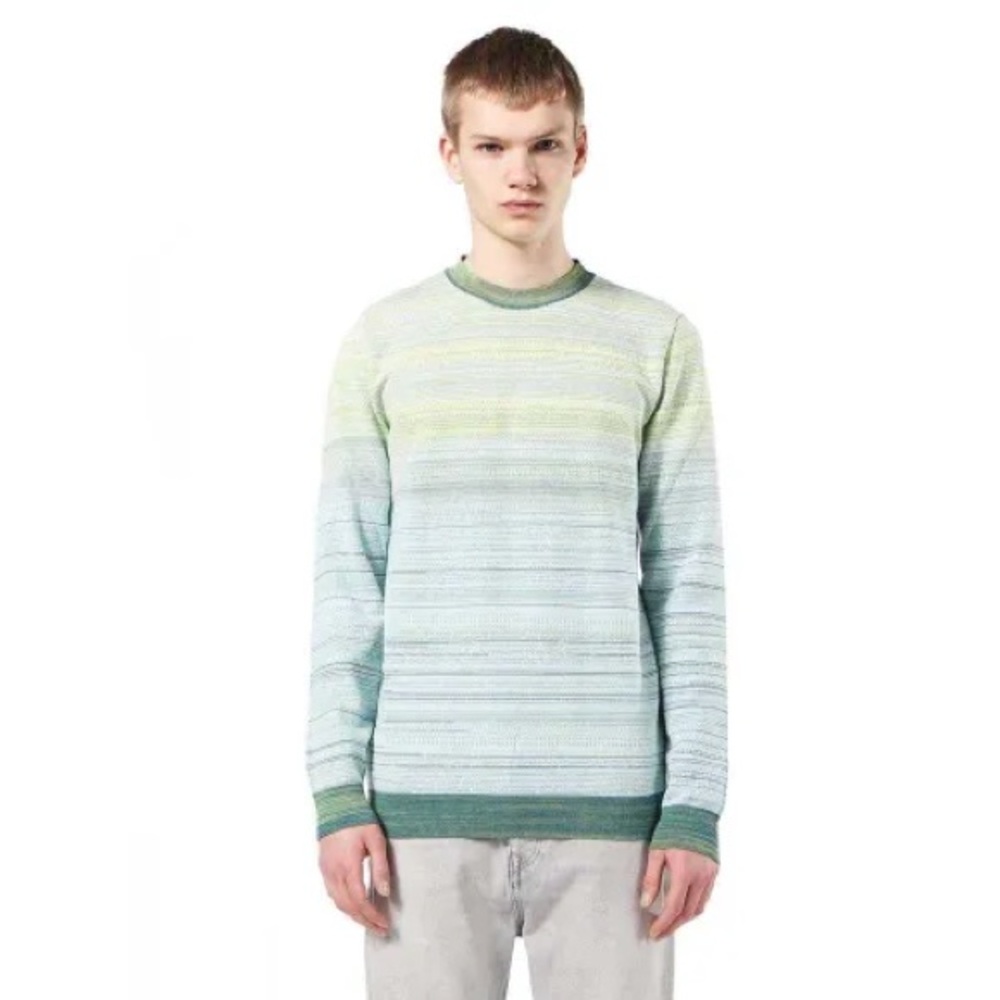 Diesel Black Gold Green Striped Sweater